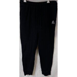 REEBOK Mens XS 30x27 Black Workout Gym Casual Fleece Logo Jogger Sweatpants
